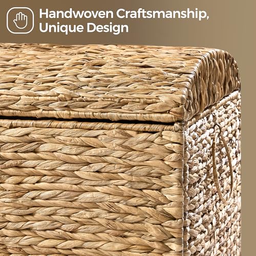 Honjourai Handwoven Water Hyacinth Storage Basket with Lid - Natural 178L Arched Lid