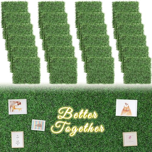 Artificial Grass Wall Panels 24pcs 20x20 Inches Boxwood Hedge for Outdoor Indoor Garden Privacy Fence - Variation 1
