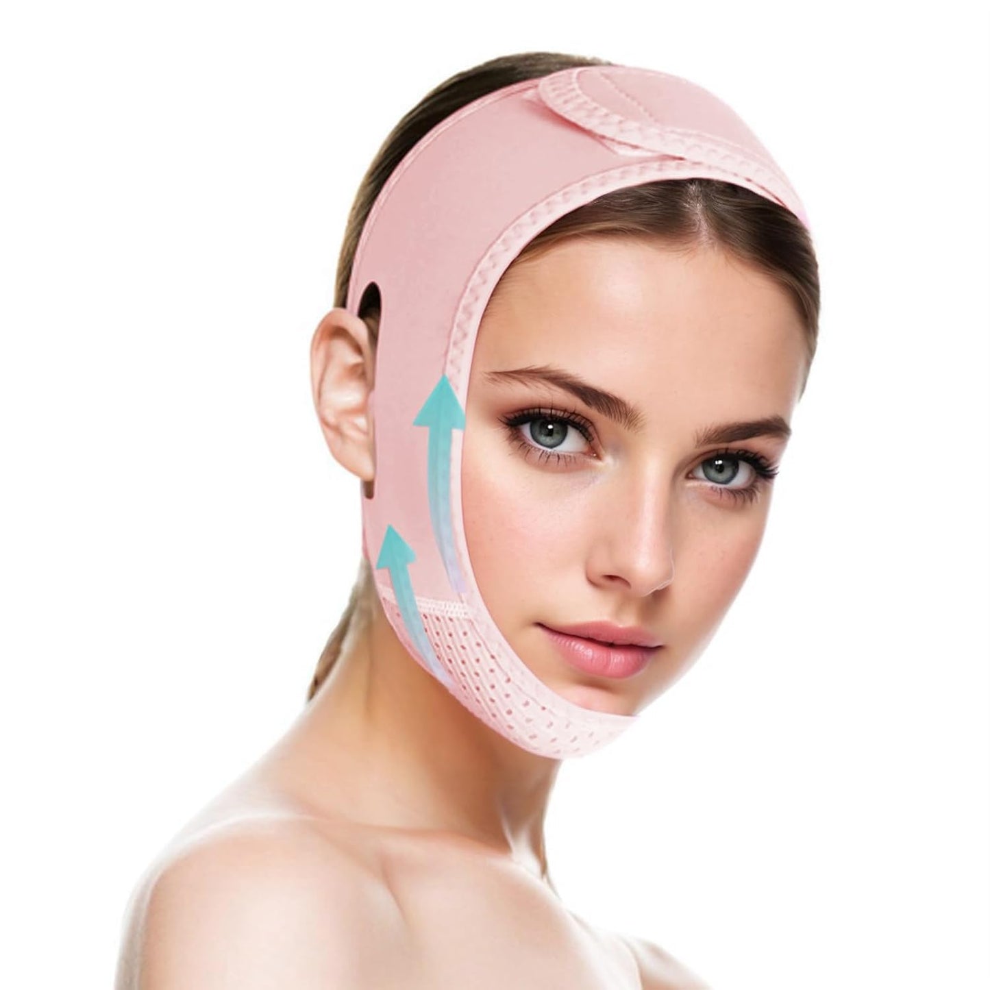 ROWMATE V Line Lifting Mask Chin strap for sleeping, V Line Lifting Mask for Women,Jaw Exerciser，Medium,Light Pink