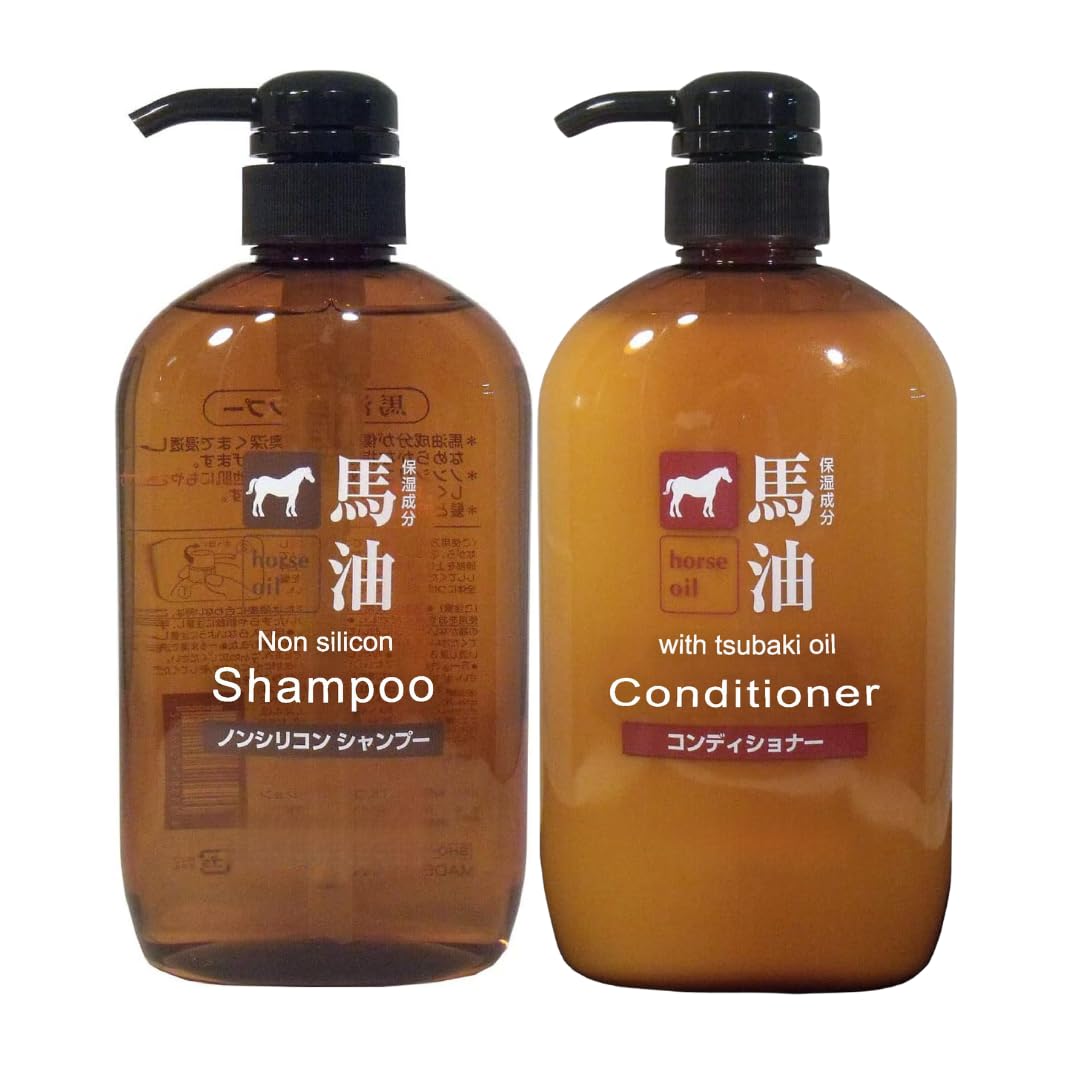 Kumanoyushi Horse Oil Shampoo and Conditioner Set 20.28 fl oz each, Made in Japan