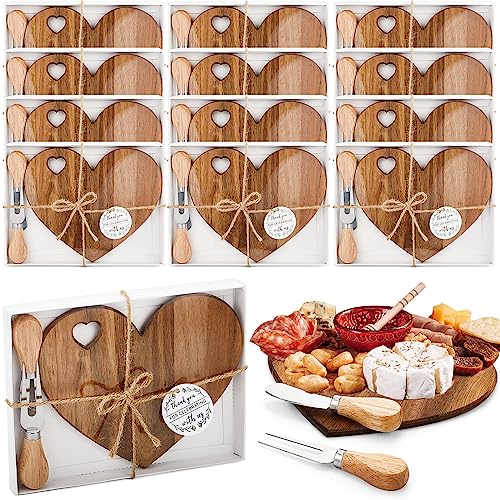 Acacia Color 12-Piece Heart-Shaped Bridal Shower Cheese Board Set with Accessories