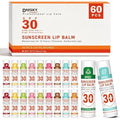 DMSKY SPF 30 Sunscreen lip balm 60 Pack, SPF Lip Balm Bulk, Broad Spectrum UVA/UVB Protection, Bulk Lip Sunscreen for Dry Cracked Lips-10 Flavors