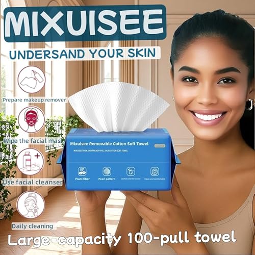 Disposable face towel,MIXUISEE thick and soft face towels,100% cotton facial towel,super thick 130%. Suitable for makeup removal and cleansing, and applicable to sensitive skin. (600 pieces)
