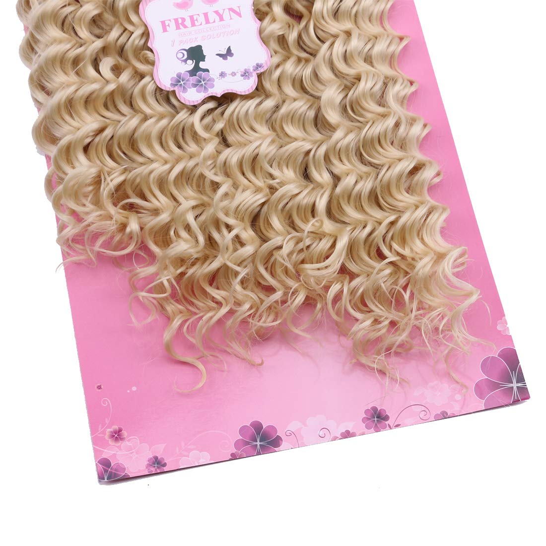 FRELYN Deep Wave Curly Synthetic Hair Weave Bundles - Black, 16-20 Inches, 4 Pack