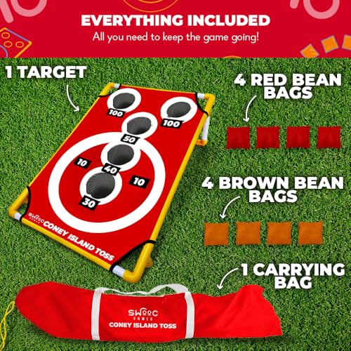 Outdoor Cornhole Set with 15+ Games and Carrying Bag - Kids & Adults Yard Game