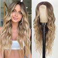 AISI QUEENS Blonde Ombre Long Wavy Wig for Women 24 Inch Beginners