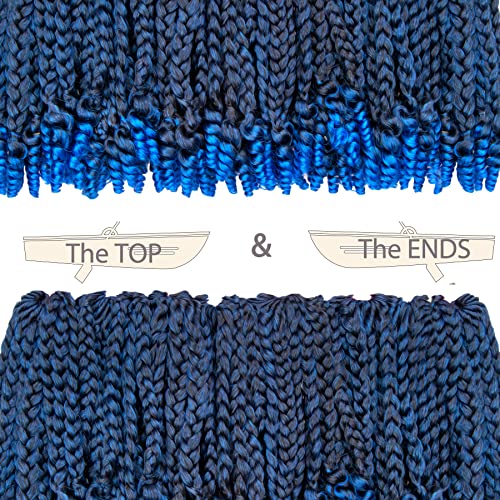 10 Inch Blue Goddess Box Braid Crochet Hair 7 Packs Ombre Synthetic Extensions