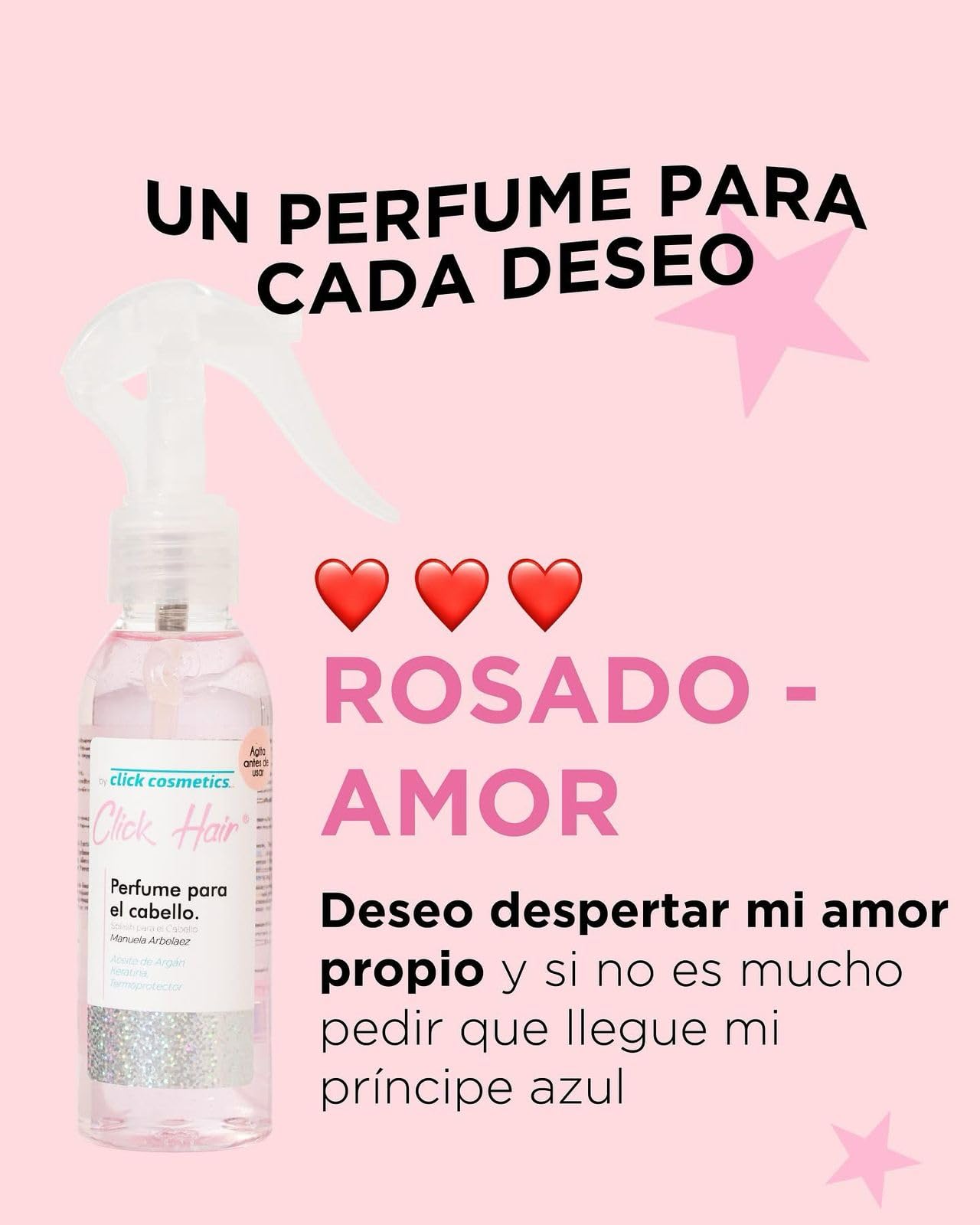 Click Hair Perfume Hair Mist Click Cosmetics | Termoprotecto Cabello Colombia (Regular 4oz-120ml, Floral Pink)