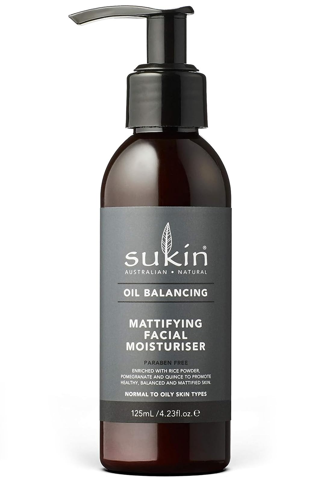 Sukin Oil Balancing Mattifying Facial Moisturizer with Pump, 4.23 Ounce
