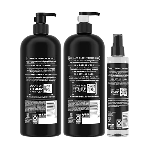TRESemmé Lamellar Gloss Shampoo & Conditioner Set – 2 x 28 fl oz + Ultra Shine Spray