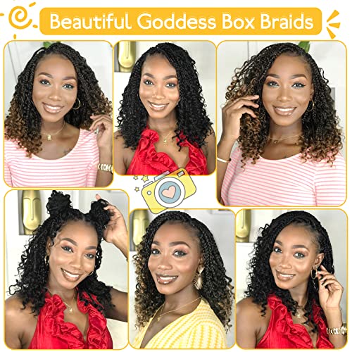 Pre-Looped Goddess Box Braids Crochet Hair 14 Inch - 9 Packs T30#