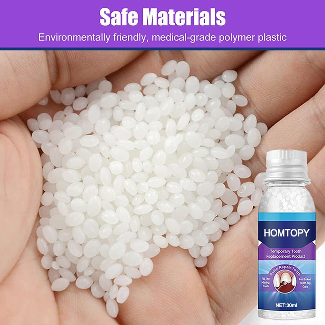 Tooth Provisional Teeth Kit, DIY Heat Fit Beads for Replacing Missing & Broken Teeth, Provisional Restoration & Denture Replacement