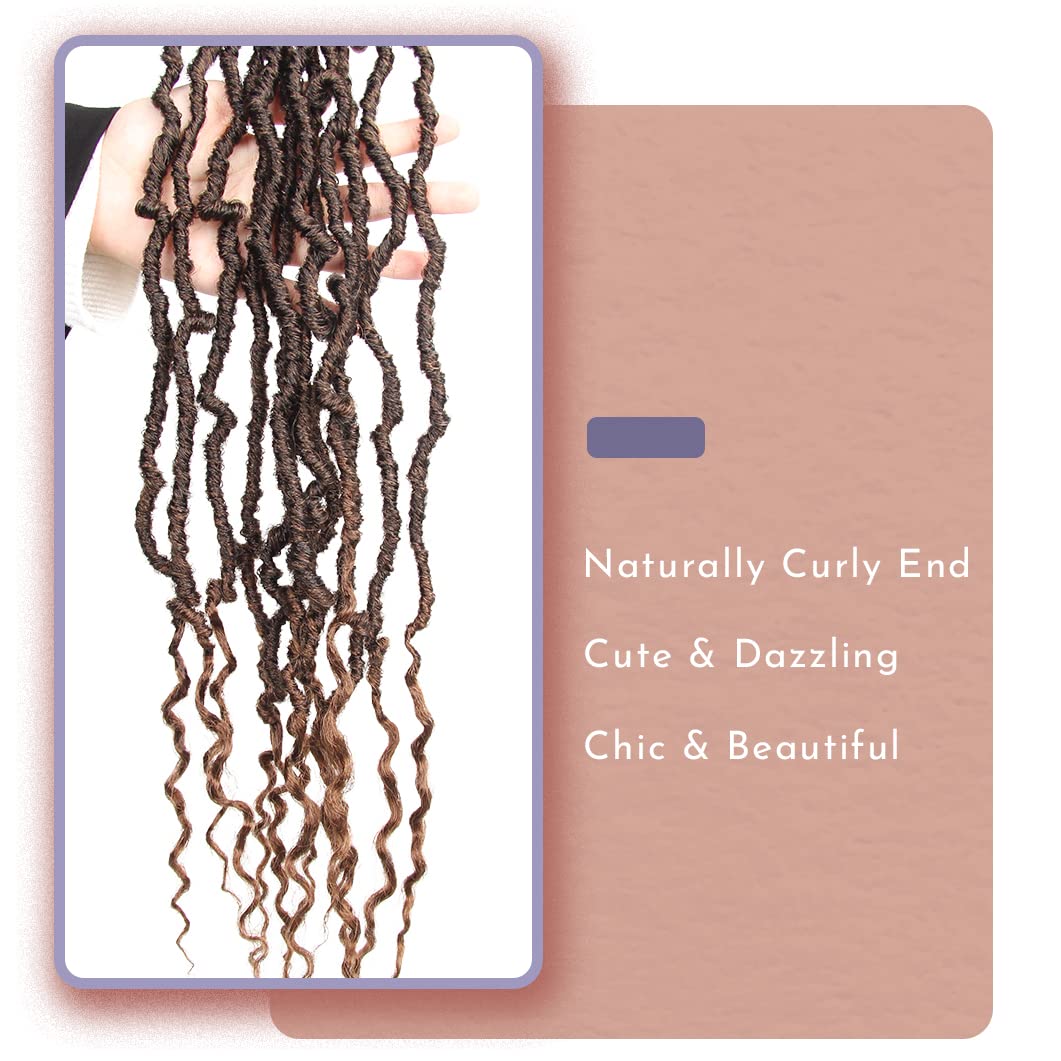 BOHOBABE Faux Locs Crochet Hair 14 Inch, Boho Soft Crochet Locs with Curly Ends, Short Bohemian Goddess Locs Crochet Braids for Black Women (6 Packs, T30)