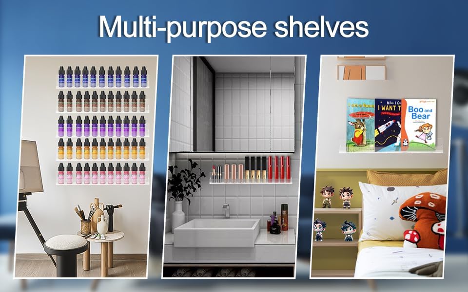 15-Inch Acrylic Nail Polish Shelf - Multi-Purpose Floating Rack for Beauty Salons & Retail