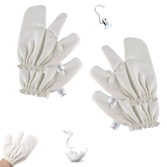 Glove Raw Silk, Gloves Exfoliating and Whitening for Women, Unclog Pores (2pair)