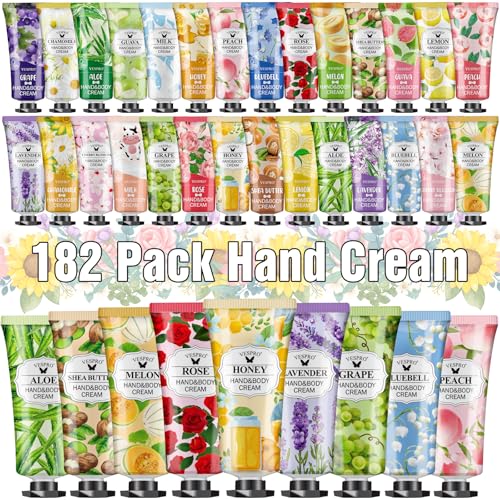 182 Pack Hand Cream Set, Stocking Stuffers for Women, Hand Lotion for Christmas Gifts, Thank You Gifts, Bridesmaid Gifts, Birthday Gifts and Small Gifts, Hand Lotion Travel Size for Dry Cracked Hands