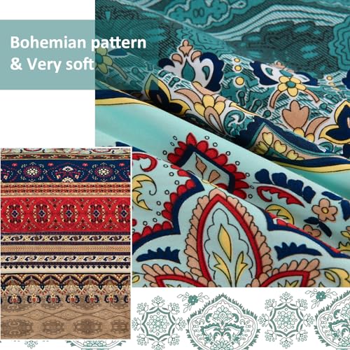 Cottolester Boho Queen Comforter Set - Green & Brown 8 Pieces Bed in a Bag