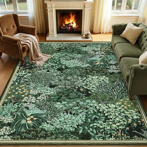 GarveeHome Forest Rug 6x9 Green Washable Area Rug for Living Room & Bedroom