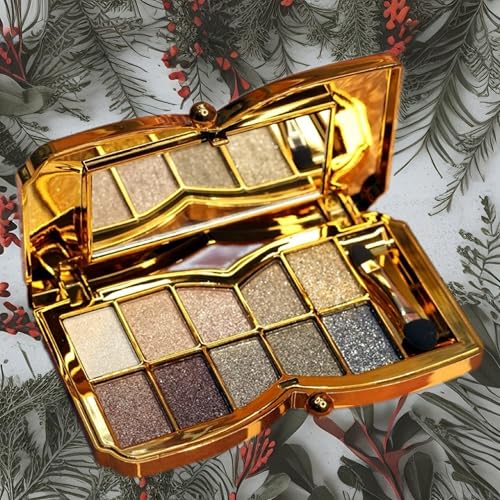Glitter Eyeshadow Palette 10 Colors Shimmer Eyeshadow Palette Highly Pigmented Gold Pigmented Shimmer Glitter Long Lasting Waterproof Eye Shadow (5# Champagne Color)