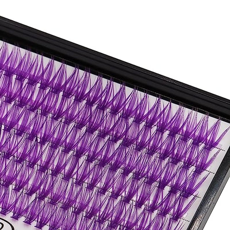 12Rows 40D Purple Color Individual False Eyelashes Large tray 240 Clusters 3D Volume Eyelashes Extensions Thickness 0.07mm D Curl Makeup Colorful Eye Lashes Cluster Beauty Tools (16mm)