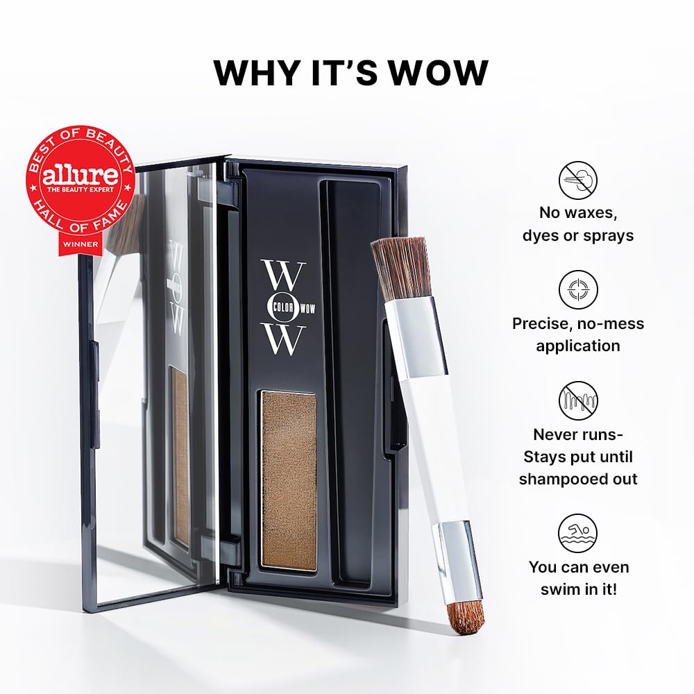 COLOR WOW Root Cover Up, Medium Brown – Instant Grey Coverage and Temporary Touch-Up, Water and Sweat Resistant, No mess Award-Winning Formula