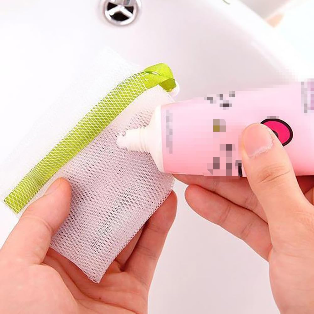 LJJCSFF 20 Pcs Exfoliating Mesh Soap Pouch Drawstring Foam Bag Soap Saver Sack Soap Foaming Net for Face Washing Color Random