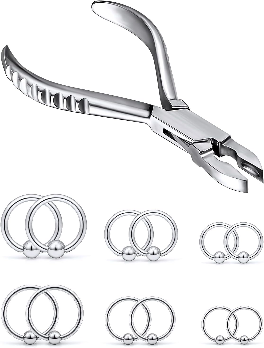 316L Surgical Steel Body Piercing Tools Kit - 9 Styles for Nose, Septum, Lip, Tongue & More