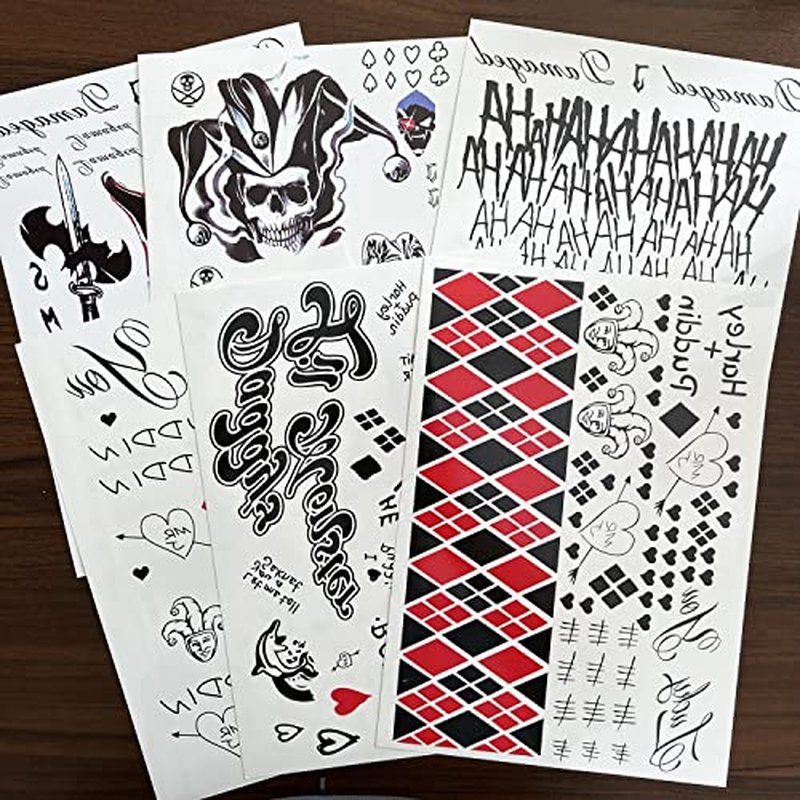 6 Sheets PADOUN Halloween Temporary Tattoo Stickers, Fake Tattoo Stickers for Men Women Full Body Bundle for Costume Cosplay Party Accessory, Large Size 8.2 x 11.6 inches