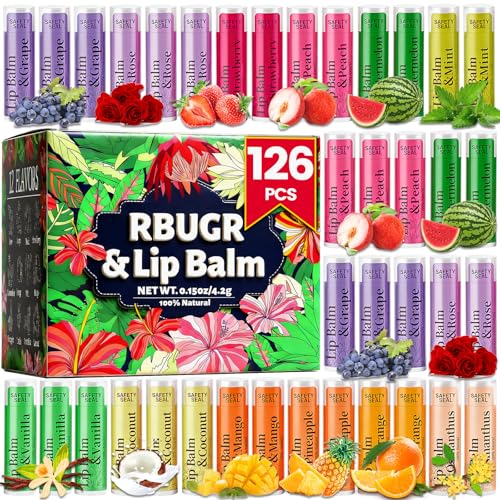 Lip Balm Bulk Pack 126 Pieces - 12 Flavors Natural Moisturizing Lip Care Set - Variation of THIS listing