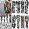 Extra Large Full Arm Waterproof Temporary Tattoos 8 Sheets and Half Arm Shoulder Tattoo 8 Sheets, Tiny 30sheets Lasting Tattoo Stickers for Girls Adult Women or Men (Total 46 sheets)