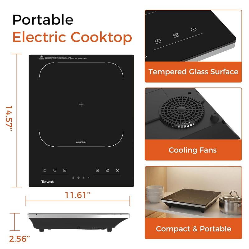 Single Burner Electric Stove Induction Cooktop 1600W 110-120V Portable