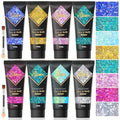 8PCS Face Glitter Gel, Holographic Body Glitter Gel for Hair, Body, Face, Lip, Eyeshadow, Glitter Face Paint, Chunky Glitter for Makeup, Sparkling Glitter Makeup for Concerts Music Festival Rave