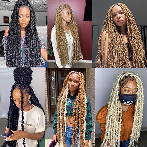 Pre-Looped Butterfly Locs Crochet Hair 30 Inch - Burgundy, Pack of 6 - Lightweight & Natural