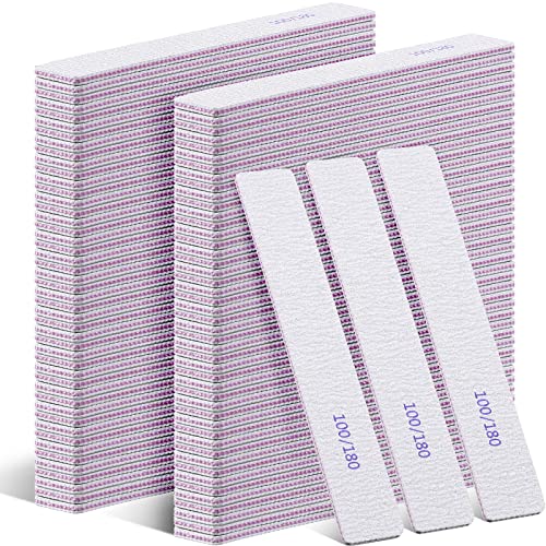 150 Pcs Double Sided Nail Files 100/180 Grit Manicure Set - Thick Handle