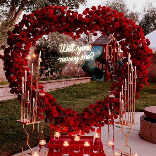 Large 6.6ft Metal Heart Arch Neon Sign for Marriage Proposal - White, 16.5 x 9.8 Inches