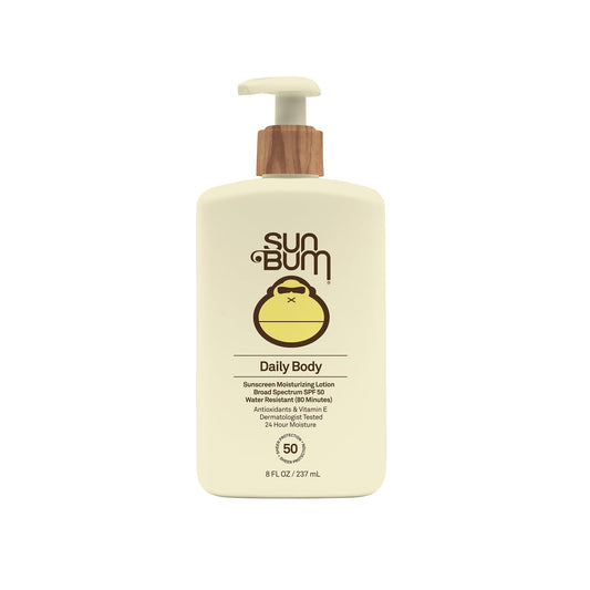 Sun Bum Daily SPF 50 Sunscreen Body Lotion - Broad Spectrum Moisturizing Sunscreen with Vitamin E - Vegan and Hawaii 104 Act Compliant (Without Octinoxate & Oxybenzone) - Dermatologist Tested - 8 oz