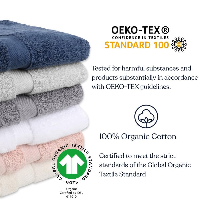 Ivory Organic Cotton Washcloths Pack of 6 - Ultra-Soft, Quick Dry, 650 GSM