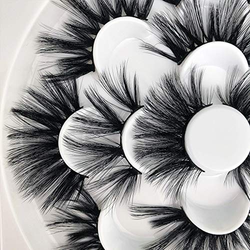 Mikiwi 25mm Faux Mink Lashes, 6D lashes, Faux Mink Eyelashes, Dramatic Lashes, 7 Pairs Fluffy Mink Lashes, 25 mm Lashes for Halloween Party