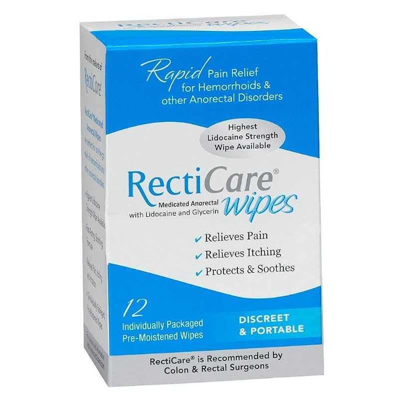 Medicated Anorectal Wipes 5% Lidocaine - 12 Pack