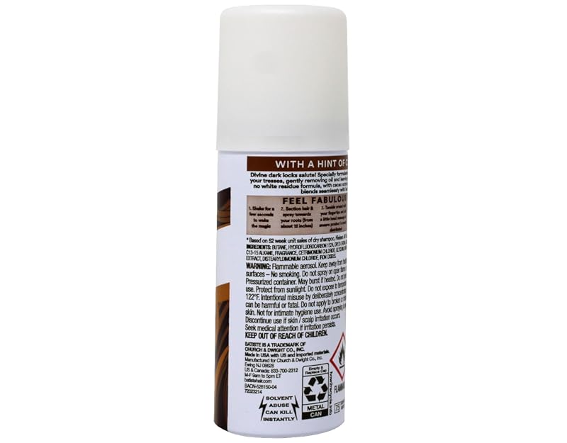 Batiste Dry Shampoo for Dark Hair Mini 1.06 fl oz (Pack of 3)