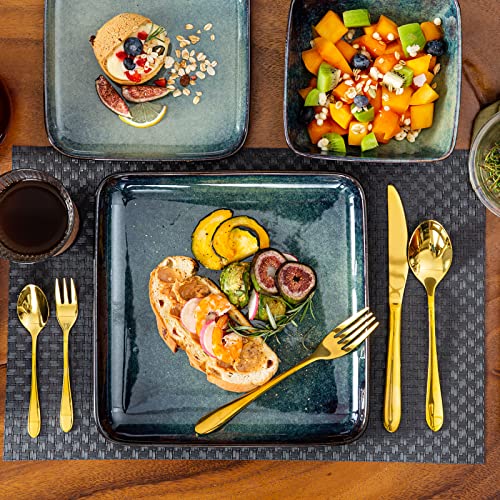 Vancasso Green Square Stoneware Dinnerware Set for 4 - 16 Pieces