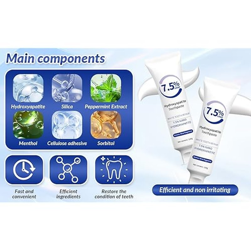 HydroxyapatiteToothpastes,7.5% hydroxyapatite Toothpaste,for Enamel Protection and Tooth Strengthening, Gentle Mint, Fresh Breath, Daily Use for Oral Health£¨2pcs£©