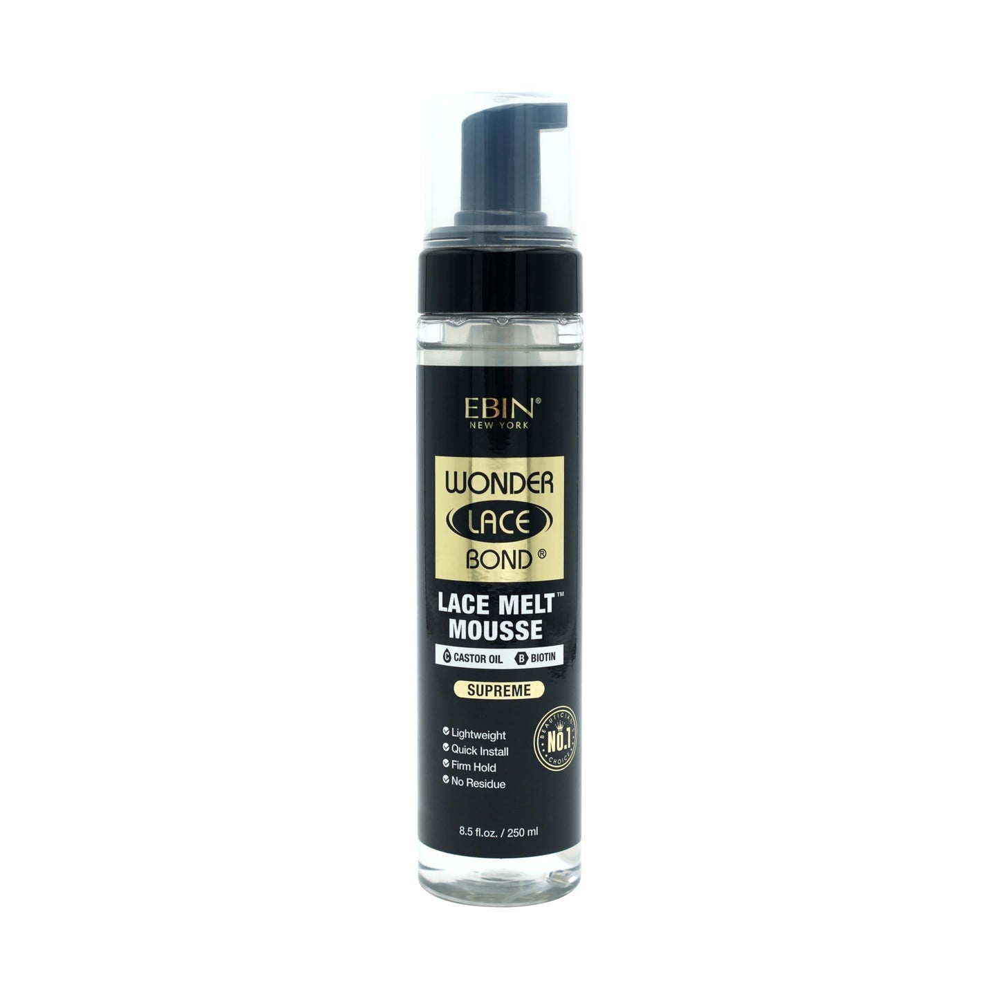 WONDER LACE BOND Melt Mousse - Supreme 8.5 fl.oz./250ml | Biotin + Castor Oil | No Residue, Long Lasting Formula with Protecting Edges, Gives Undetectable and Natural Look