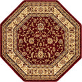 5'3 x 5'3 Octagonal Area Rug - Red and Gold Traditional Oriental Design