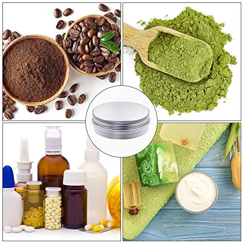 Patelai 72 Pcs 2 oz Aluminum Tins Salve Containers with Screw Lid and Labels Round Cans Travel Cosmetic Metal Tins Jar for Candles Lotion Bars Balms Food Spice Candies DIY Crafts(Silver)