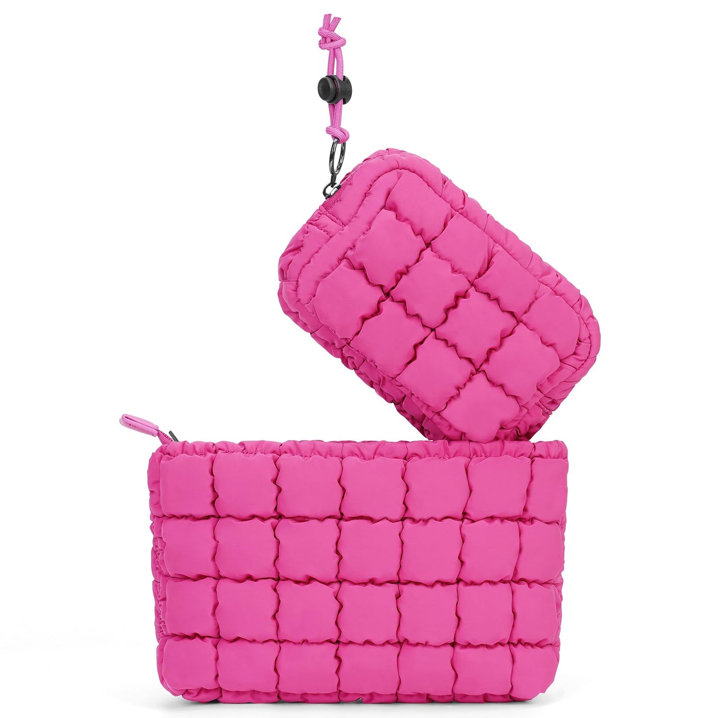 ANKICK Quilted Makeup Bag and Zip Card Pouch Key Chain Puffer Cosmetic Bag Travel Cute Makeup Bag Organizer Mini Coin Purse