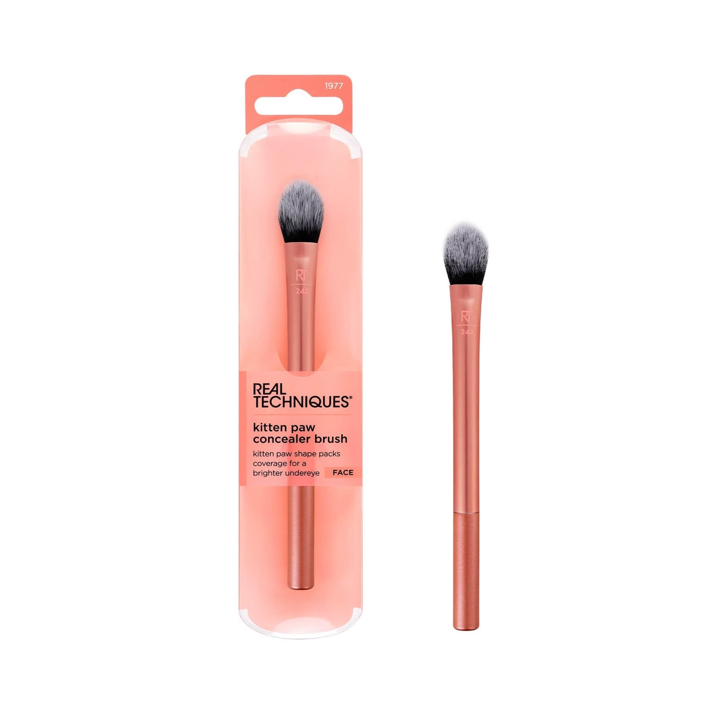 Real Techniques Brightening Concealer Makeup Brush, Viral Kitten Paw Brush Conceals Under Eyes, & Imperfections, Cover Dark Circles, For Brightener & Concealer, RT 242 Brush, Cruelty-Free, 1 Count