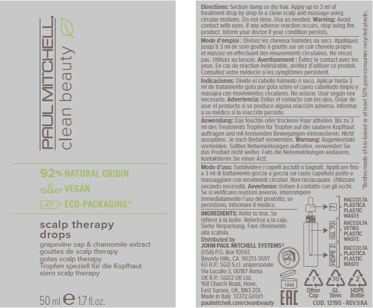 Paul Mitchell Scalp Therapy Drops - Nourishing & Soothing Hair Serum for Dry, Oily & Sensitive Scalp, 1.7 fl oz