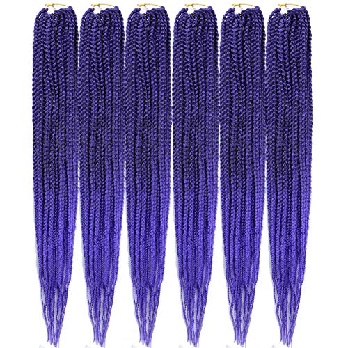 Mayloss 24 Inch Purple T1B Crochet Hair Extensions 6 Pack - Thin Synthetic Braid