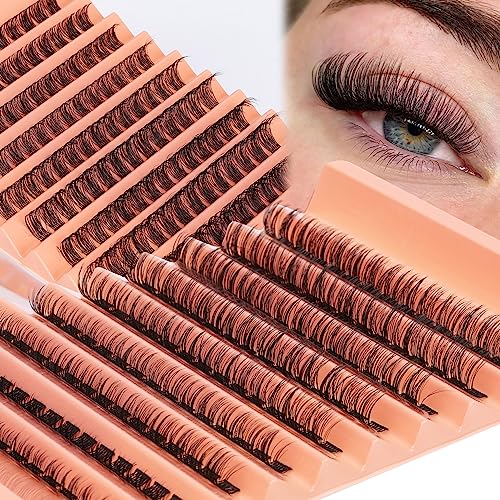 Lash Clusters DD Curly Lash Extension Wispy Eyelash Clusters Natural Individual Lashes with Thin Band Light Fluff DIY Cluster Eyelash Extension 10-16mm Fake Eyelashes by TOOCHUNAG
